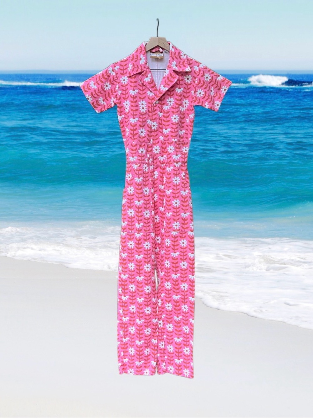 Big Bud Press Pink Daisy Chain Short Sleeve Jumpsuit Size XXS